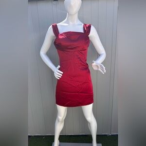 Minusn Red Satin Mini Dress Size 6 NWT